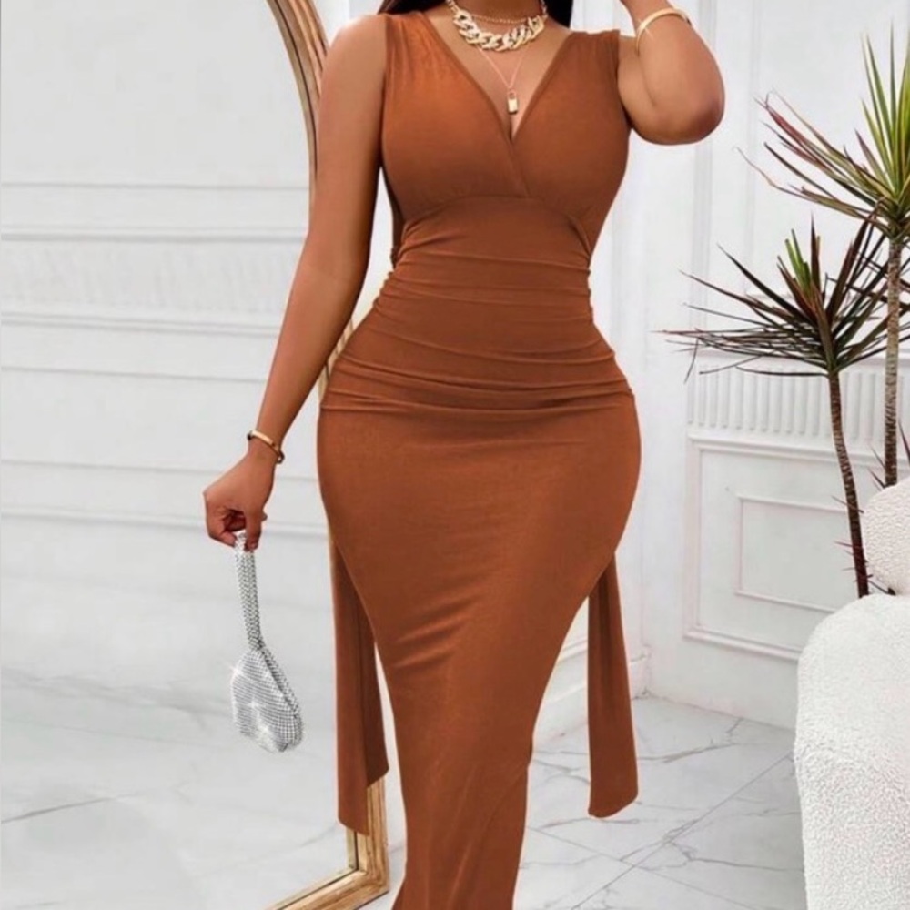 Shein Brown Sleeveless Dress